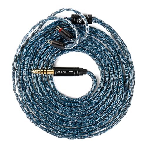 keephifi 5ft 2 Pin IEM Cable 4.4mm, KBEAR ST16-Max 1.5m in Ear Monitor Cable Earbud Wire, 16-Strand SPC Headphone Cable for Truthear Hexa/HOLA/Zero, Moondrop Blessing/Aria/Stellaris - color: BlueBlack, style: 4.4 2PIN