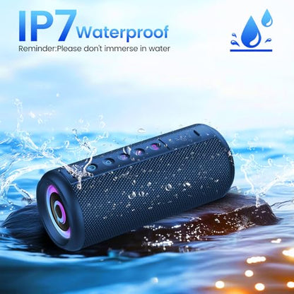 Portable Bluetooth Speaker, 2026 Bluetooth 5.4 Wireless Speaker with 20W HD Loud Stereo Sound, 20H Playtime, LED Lights, IP7, TWS Pairing, Built-in Mic, for Outdoor, Home, Beach, Party, Gift, Blue - color: Bright Blue