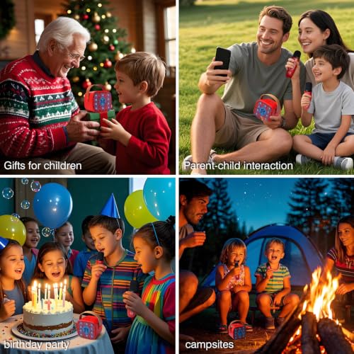 Mini Kids Karaoke Machine with LED and Fun Voice,Girls Boys Birthday Gifts | Portable Bluetooth Speaker with 2 Wireless Microphones for Ages 3,4,5,6,7,8,9,10+ Years Old Girl Boy Party Gift,Singing Toys - color: RED