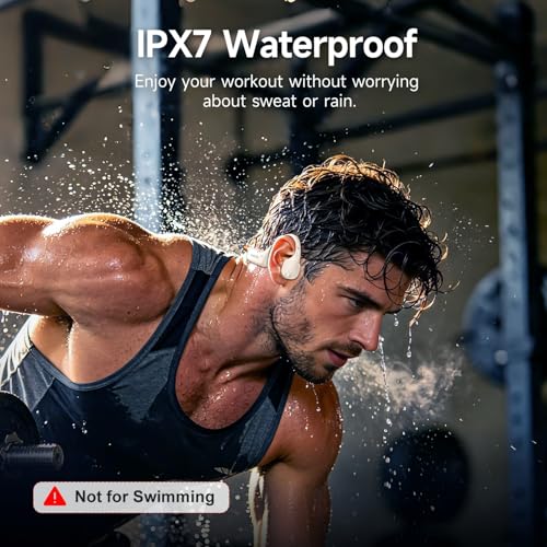 Bone Conduction Headphones Bluetooth 6.1 Open Ear IPX7 Waterproof - color: Orange