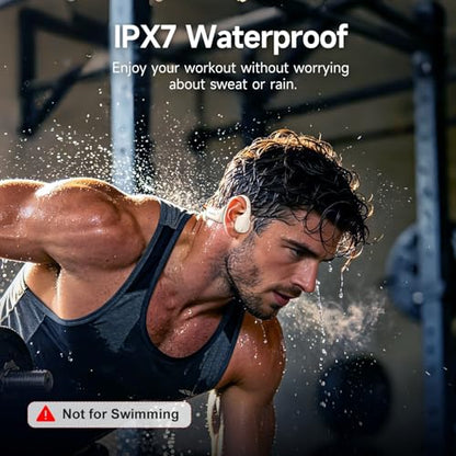 Bone Conduction Headphones Bluetooth 6.1 Open Ear IPX7 Waterproof - color: Orange