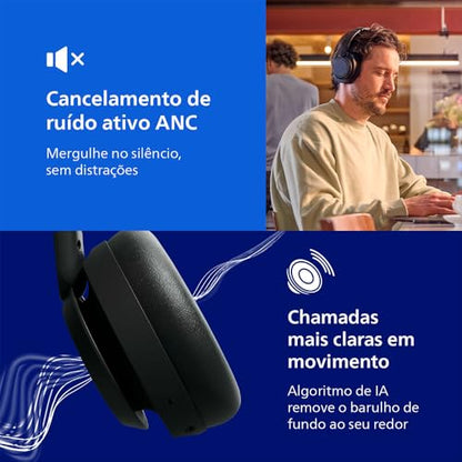 PHILIPS H6509 Wireless Headphones, Over-Ear Bluetooth 5.3 Headphones with Noise Canceling Pro, Dynamic Bass, 70H Battery Life, Fast Charging, Soft Ear Cups, Multipoint Connectivity, App Control