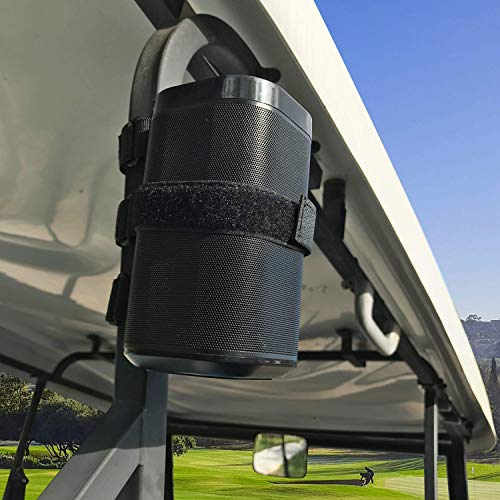 HomeMount Portable Speaker Mount for Golf Cart Accessories - Adjustable Strap Fits Bluetooth Wireless Speaker Strap Attachment to Railing/Cross bar/Frame Black