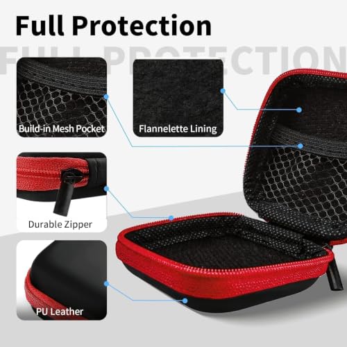 1 Pack Square Earbud Case Storage Bag with Carabiner, Red - color: C5-square red