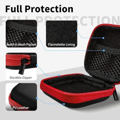 1 Pack Square Earbud Case Storage Bag with Carabiner, Red - color: C5-square red