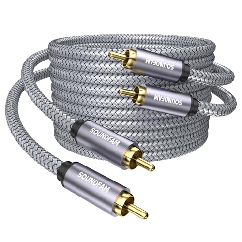 Subwoofer Cable 16ft/5M,RCA to RCA Audio Cable 24K Gold Plated Plug Double Shielded Digital Analog Support Amplifier, Home Theater, Hi-Fi System, Subwoofer（2-Pack） - size: 16ft/5M, style: RCA to RCA(2-Pack)