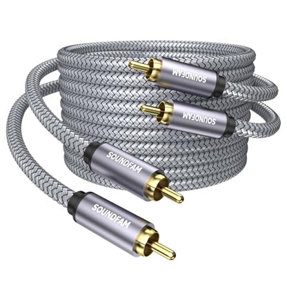 Subwoofer Cable 16ft/5M,RCA to RCA Audio Cable 24K Gold Plated Plug Double Shielded Digital Analog Support Amplifier, Home Theater, Hi-Fi System, Subwoofer（2-Pack） - size: 16ft/5M, style: RCA to RCA(2-Pack)