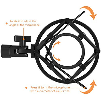 Shock Mount with Foam Windscreen - Pop Filter with Microphone Shockmount for AT2020/AT2020USB+/ AT2020USBi/AT2035/AT2050 Condenser Mic by Boseen
