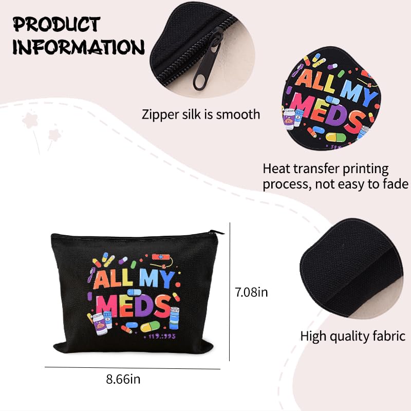 Zippered Pouch for Medical Supplies Daily Medicine Bag for Nurse Bag Essential Items Funny Medicine Pouch Pharmacist Pharmacy Toiletry Bags Canvas Practitioner Cosmetic Bags Patient Doctor Gift Ideas - color: Funny Medicine Pouch