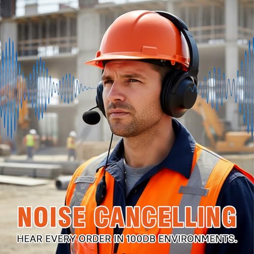 Walkie Talkie Over The Ear Headset Noise Reduction Earmuff Headphone Earpiece with Ptt Boom Mic for Baofeng Retevis Sancom Kenwood uv5r uv 5r uv-5r rt21 rt22 2 Pin Radio(Big Earmuffs Biaural)