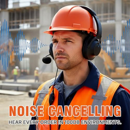 Walkie Talkie Over The Ear Headset Noise Reduction Earmuff Headphone Earpiece with Ptt Boom Mic for Baofeng Retevis Sancom Kenwood uv5r uv 5r uv-5r rt21 rt22 2 Pin Radio(Big Earmuffs Biaural)