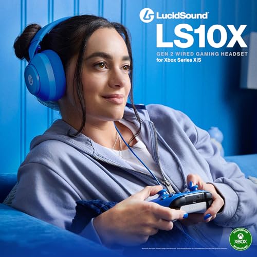 LucidSound LS10X Gen 2 Wired Gaming Headset for Xbox Series X|S - Blue, Officially Licensed, Designed for Comfort, Quick-Access Audio Controls, Premium Audio, flip-to-Mute Boom mic - style: Blue