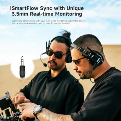SYNCO XTALK XMax2 Wireless Intercom Headset System, Dual-Ear Noise Isolation Communication Headsets, AI Noise Cancellation 500m Range for Movie Shoot Live Show - size: 2 PCS