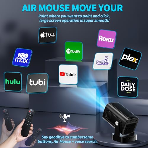 Projector [Auto Focus & Native 1080P & Built-in Apps] Mini Portable Projector 1080P, 4K Full HD with WiFi 6 & Bluetooth 5.4, Auto Focus & Keystone, 270° Rotatable, Compatible with Phone/HDMI/USB,Black - color: Obsidian Black
