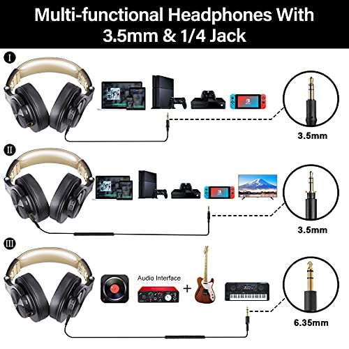 OneOdio Bluetooth Over Ear Headphones, Wireless Headphones w/ 72H Playtime, Hi-Res, for Computer Laptop PC Tablet - Gold