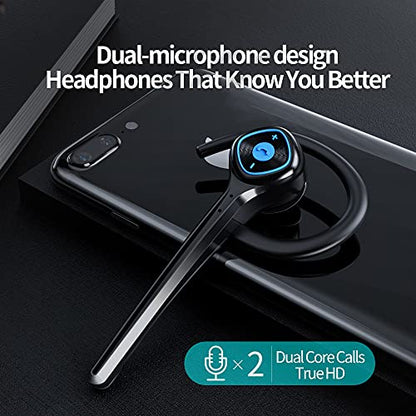 AYI Wireless Bluetooth Earpiece Headphone Dual Noise Cancelling Mic Painless Open-Ear Handsfree Headset Stereo Sound Left/Right Changeable Earhook Earphones for Driving/Business/Gym - color: SM908 SINGLE EAR Black