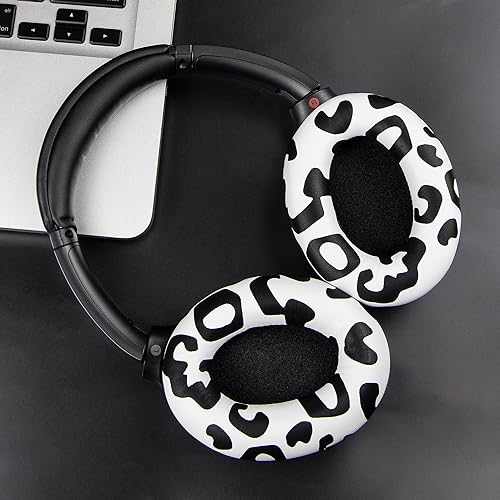 SOULWIT Professional Earpads Cushions Replacement for Sony WH-1000XM3 (WH1000XM3) Over-Ear Headphones, Ear Pads with Softer Protein Leather, Noise Isolation Memory Foam, Added Thickness (Snow Leopard) - color: Snow Leopard