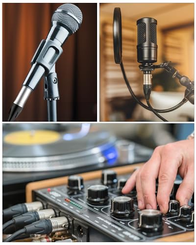 Braided XLR Cables 6ft 2 Pack, Short XLR Cables, XLR Male to Female 3-Pin Balanced Shielded Audio Cables for Mic Mixer, Recording Studio, Podcast, Microphone, Speaker Systems, 6 Feet - size: 6 Feet, style: 2-Pack