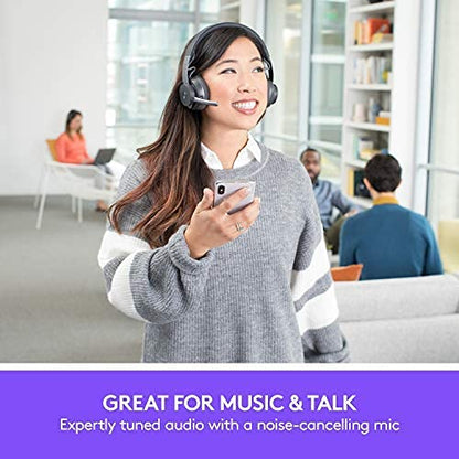 Logitech Zone Wireless Certified Microsoft Teams Bluetooth Headset | Active noise cancellation, Qi charging, Teams and Zoom certified, leatherette ear pads