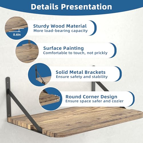 Projector Shelf for Wall Mount, 16.5" × 11", Holds Up to 25lbs, White | Solid Wood, Long-Lasting, Floating Shelf for Router, TV Cable Box, Game Console, DVD Player, Modem - color: White