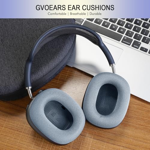 Upgraded Ear Cushions for Apple AirPods Max, Mesh Ear Pads Replacement | Air Pods 1 & 2 Over-Ear Headphones Ear Cups with Original Silicone Design (Light Blue) - color: Light Blue