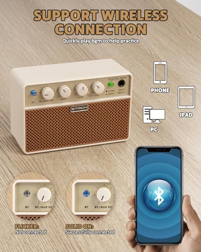 2 x 5W Mini Bass Practice Amp, Rechargeable, Clean/Drive, Brown | Portable Mini Amp with 1/8 Headphone Output - color: Brown