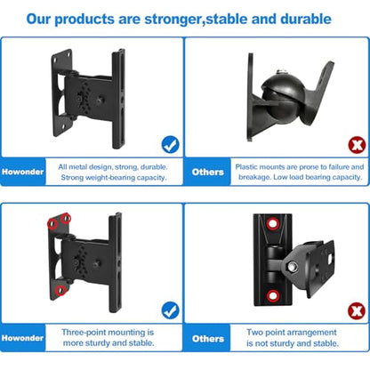 Speaker Wall Mount, Swivel and Tilt, 2 Packs, Hold up to 30lbs | All Metal Column Speaker Mount, Easy DIY Assembly, HD-626 , Black - style: HD-626