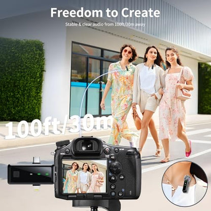Microphone for iPhone & Android, Wireless Mini Microphone | Battery Display, Clear Voice, Noise Cancelling, 3 in 1 Lavalier Mic for TikTok, YouTube & Interviews, Dual Mic - style: USB-C+Lightning+USB-A+3.5mm Jack