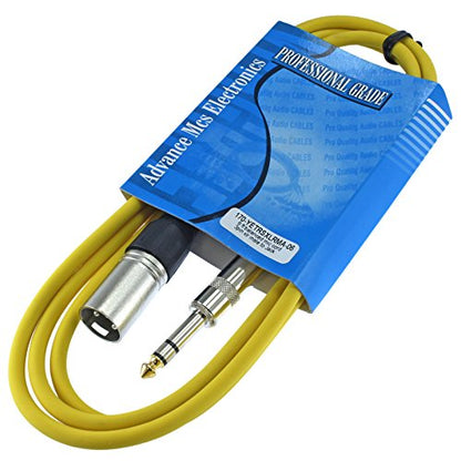 1/4" TRS to 3 Pin XLR Male Pro Audio Patch Cable Balanced and Shielded (6 Foot Feet ft Long, Yellow) - color: Yellow, size: 6 ft long