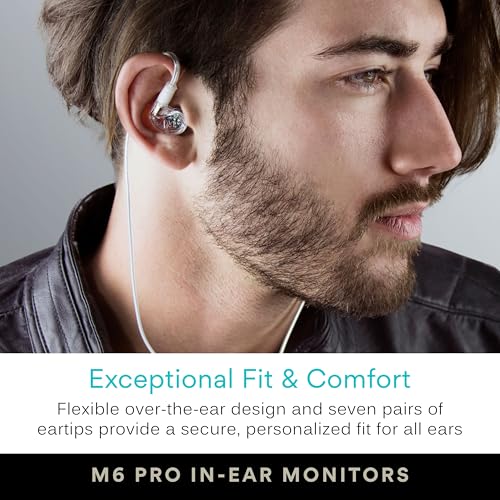MEE audio M6 PRO Musicians' In-Ear Monitors Wired + Wireless Combo Pack: Includes IEMs, 2 Audio Cables and BT3 Hi-Res Bluetooth Audio Adapter w/aptX, LDAC, Auracast Support, & Built-In Headset (Clear) - color: Clear, style: IEMs + Bluetooth Adapter