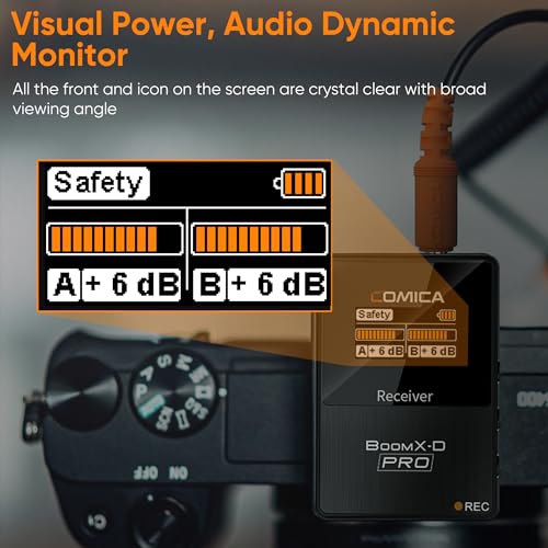 COMICA BoomX-D2 PRO Wireless Lavalier Microphone for iPhone Android Camera | Built-in 16GB Recorder, Noise Cancellation, 656ft Stable Range, Safety Audio Track, for YouTube, TikTok, Vlog, Interview