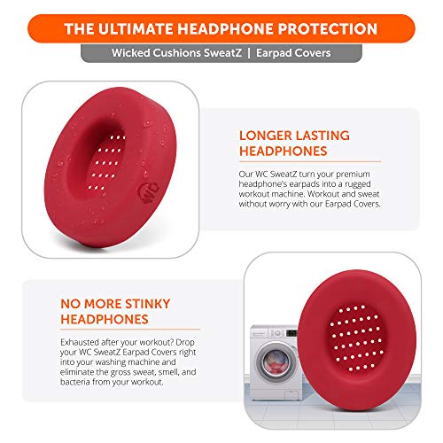 WC SweatZ Studio - Patented Covers for Beats Studio 3 (A1914) & 2 (B0500) | Made by Wicked Cushions | Made with Premium Silicone | Also fits B0501 | Red - color: Red