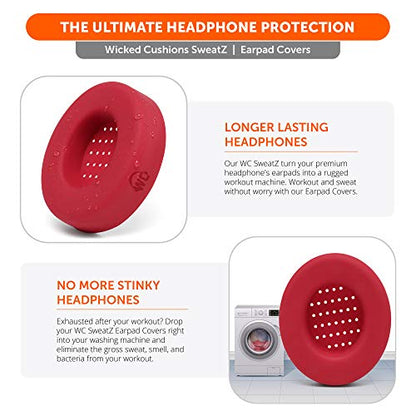 WC SweatZ Studio - Patented Covers for Beats Studio 3 (A1914) & 2 (B0500) | Made by Wicked Cushions | Made with Premium Silicone | Also fits B0501 | Red - color: Red