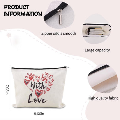 Valentines Day Makeup Cosmetic Bag Heart Toiletry Bag Pouch Engagement Anniversary Wedding Gifts Bags for Womens Wife Girlfriend Fiancee Love You Gift Gf Proposal Gifts Travel Make Up Bags Organizer - color: Heart Toiletry Bag Pouch