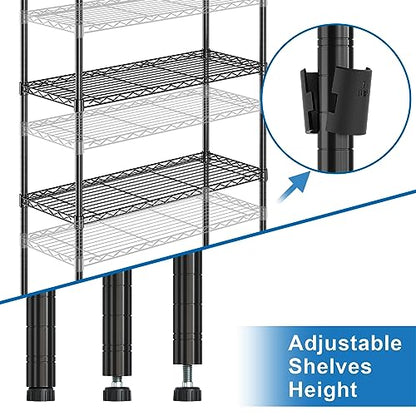 Auslar 3-Tier Heavy Duty Wire Shelving Adjustable Metal Storage Rack Black | Standing Shelving Units, Multi-Purpose Organizer for Kitchen Garage Pantry Laundry, Easy-Assembly Storage Shelf