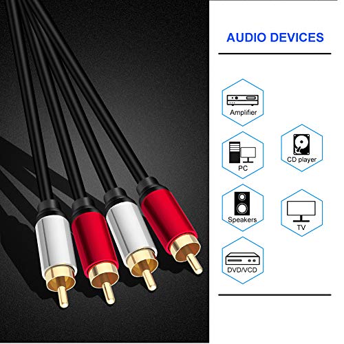 2RCA Male to 2RCA Male Stereo Audio Cable 20 ft,Dual Shielded Gold-Plated RCA Stereo Cable,Suitable for Home Theater, Amplifier, HDTV, Game Console, Hi-Fi System. (20ft/6m) - color: 20ft/6m