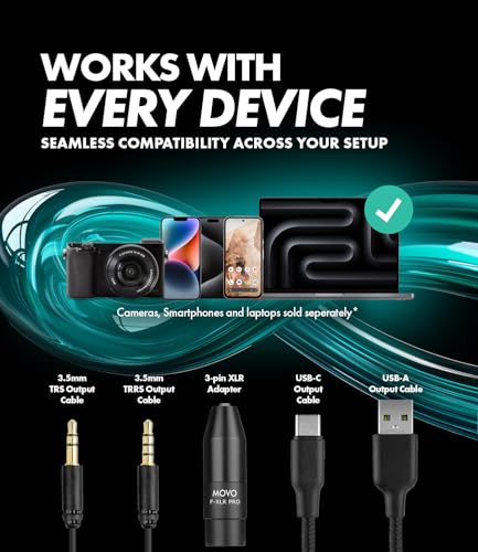 Movo X1 Supercardioid Shotgun Microphone - 3.5mm/XLR/USB-C Camera Mic for DSLR, Smartphones, and Computers - Professional Boom Microphone with Advanced Audio Controls, Tripod, and Accessories