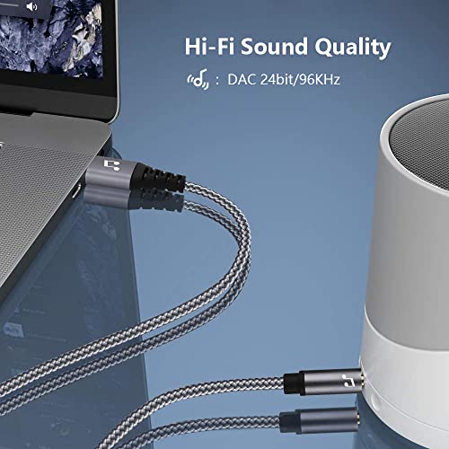 6FT USB to 3.5mm Audio Jack Adapter，USB 2.0 to 3.5mm AUX Stereo Audio Cord，Compatibility with Laptop, Speaker, Support Windows，Not Applicable to Charging and MP3, Truck, TV USB Ports