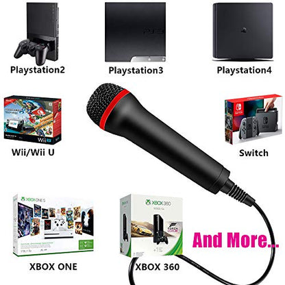 4M 13FT Wired USB Microphone for Rock Band, Guitar Hero, Let's Sing - Compatible with Sony PS2, PS3, PS4, PS5, Nintendo Switch, Wii, Wii U, Microsoft Xbox 360, Xbox One and PC