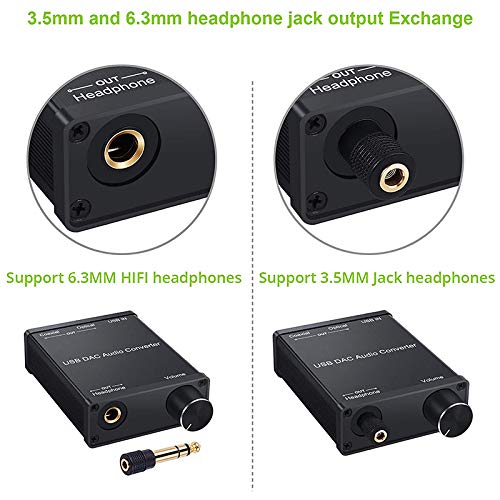 USB to Coaxial S/PDIF Optical 3.5mm/6.3mm Headphone Converter USB Digital to Analog Audio Converter for XP
