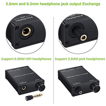 USB to Coaxial S/PDIF Optical 3.5mm/6.3mm Headphone Converter USB Digital to Analog Audio Converter for XP