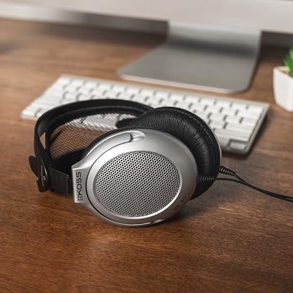 Koss UR40 Collapsible Over-Ear Headphones, Silver, Retro Style, Wired Plug