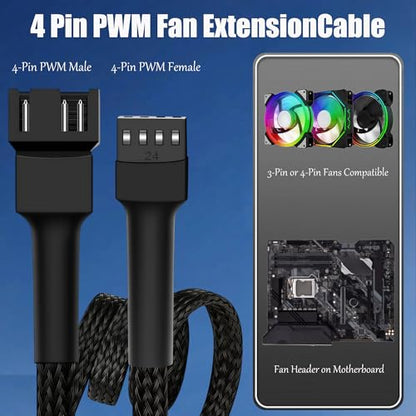 12" PWM Fan Extension Cable - 4 Pin, 30cm (10pcs) - size: 12"（30cm）10pcs