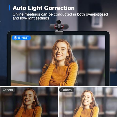EMEET C960 4K Webcam for PC, PDAF Auto Focus, Dual Omni Mics, 73° FOV | Auto Light Correction, USB-A, Plug&Play, Web cam 4K with Privacy Cover, Webcam 4K Works for Zoom/Teams/Google Meet, Laptop/PC - style: 4K