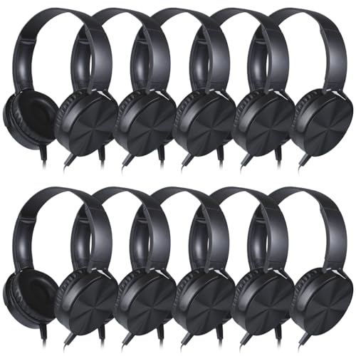 10 Pack Classroom Headphones Bulk,Wholesale School Durable Wired Earphones for Students,Kids,Children Toddler Teen Boys Girls and Adult(LS450,10 Black) - color: Black, size: 10 Pack