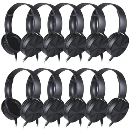 10 Pack Classroom Headphones Bulk,Wholesale School Durable Wired Earphones for Students,Kids,Children Toddler Teen Boys Girls and Adult(LS450,10 Black) - color: Black, size: 10 Pack