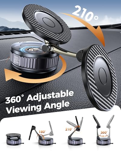 Car Phone Holder for MagSafe, 360° Adjustable Carbon Fiber Mount - color: Holder Gray
