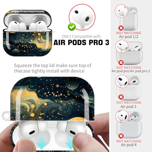 for AirPods Pro 3 Case (2025), Cute Cover Compatible with AirPod Pro 3rd Generation Shell with Rose Gold Keychain Earbuds Case for Women（Starry Sky Clouds） - color: starry sky clouds