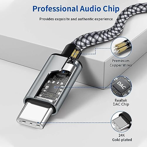 USB C to 3.5mm Aux Audio Cable with Charging, 2 in 1 USB C to 3.5mm Car Stereo Headset Audio Cable with PD 18W Charging Compatible with iPhone 17/16, Samsung Galaxy S26/S25/S24/S23+, Google Pixel 10 9 - color: Gray