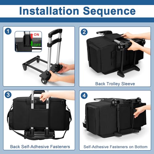 HODRANT Large Rolling DJ Cable Bag with Detachable Trolley & Divider | Padded Gig Bag, Music Gear Case with Multi Pockets for 15.6" Laptop, DJ Gear, Musical Instrument, Sound Equipment Storage